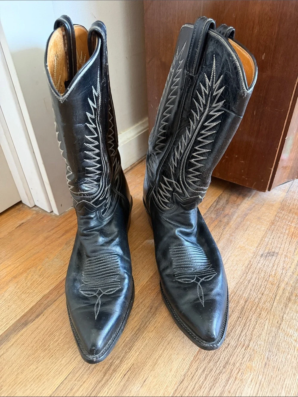 VTG 70’s Tony Lama Black Label Western Cowboy Boots 10B MultiRow Stitch USA Made